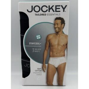 Jockey Tailored Essentials Mid-Rise Briefs Black Size XL 40-42 NEW 3 Pack